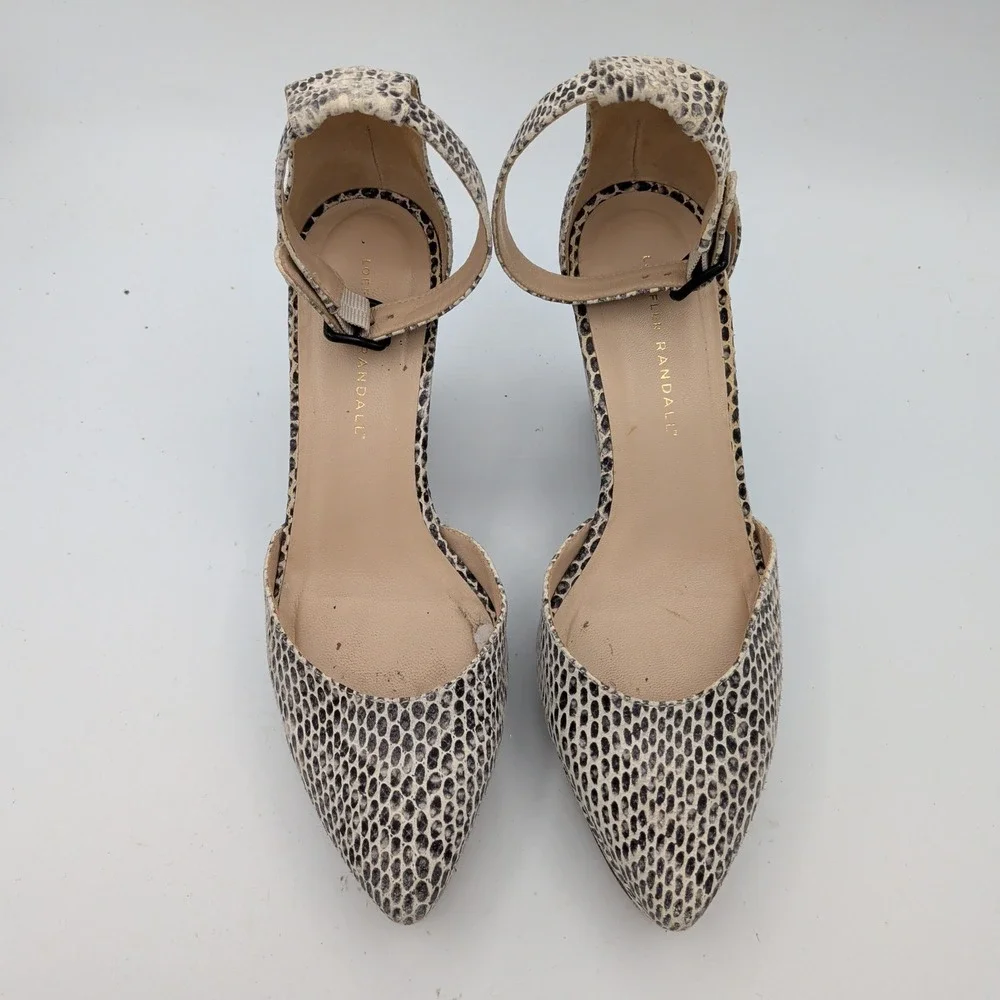 Loeffler Randall Womens Python Snakeskin Print Pointed Toe Wedge Pumps 8.5 B